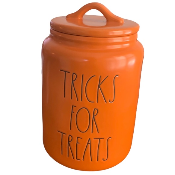 Rae Dunn Halloween Orange Canister Tricks for Treats - Picture 1 of 4